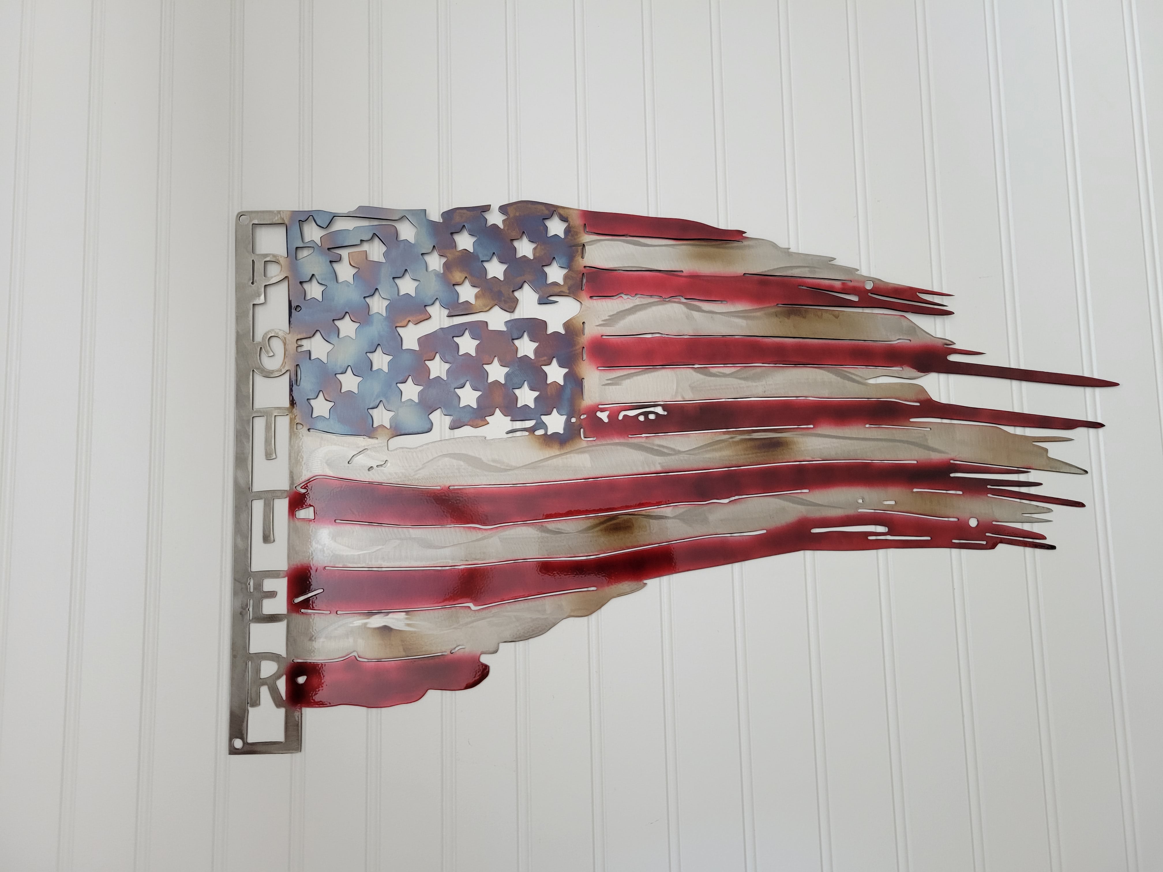Personalized Metal Tattered Flag