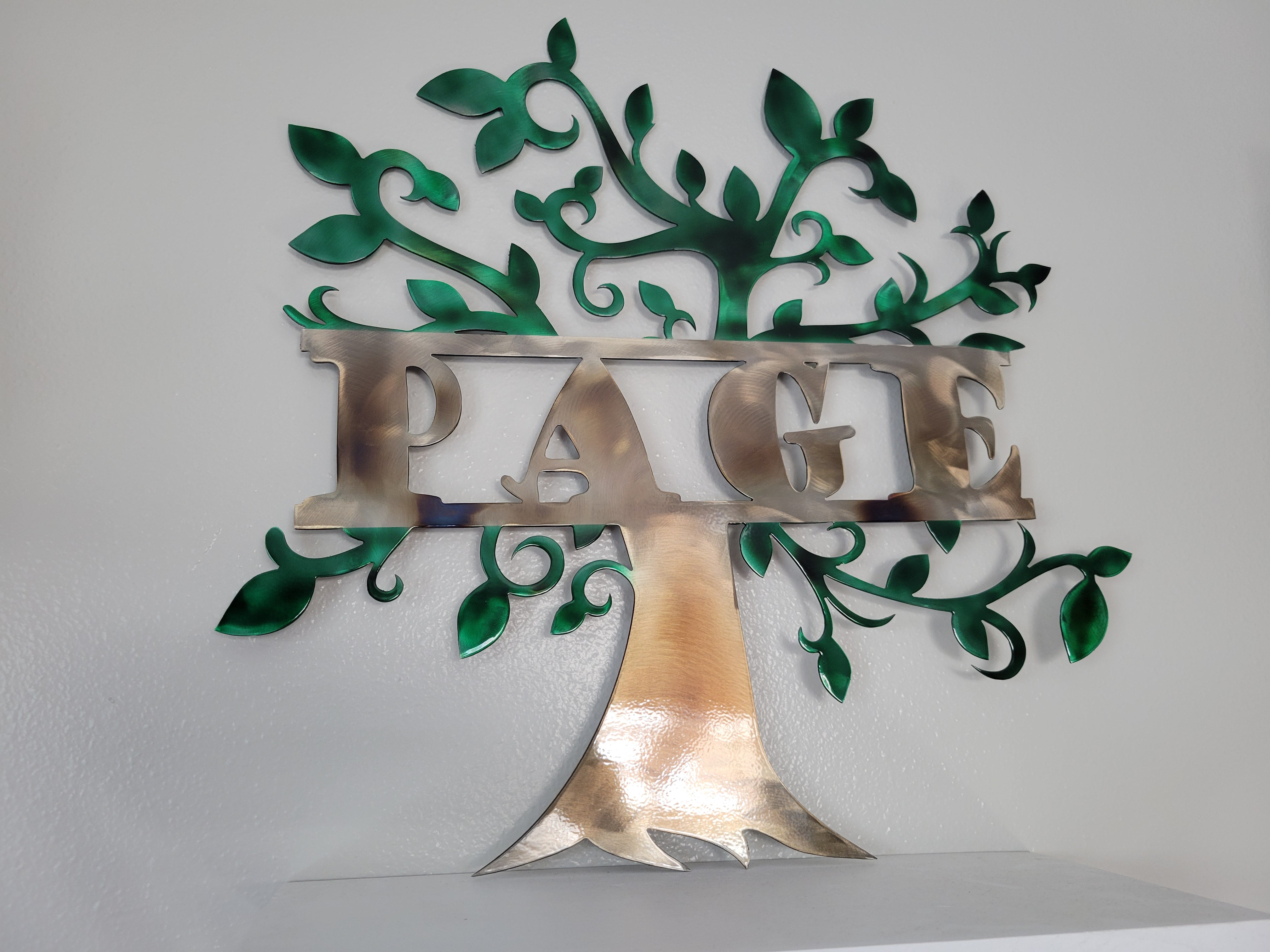 Personalized Custom Family Tree, Monogram Last Name, Address sign Metal Wall Art