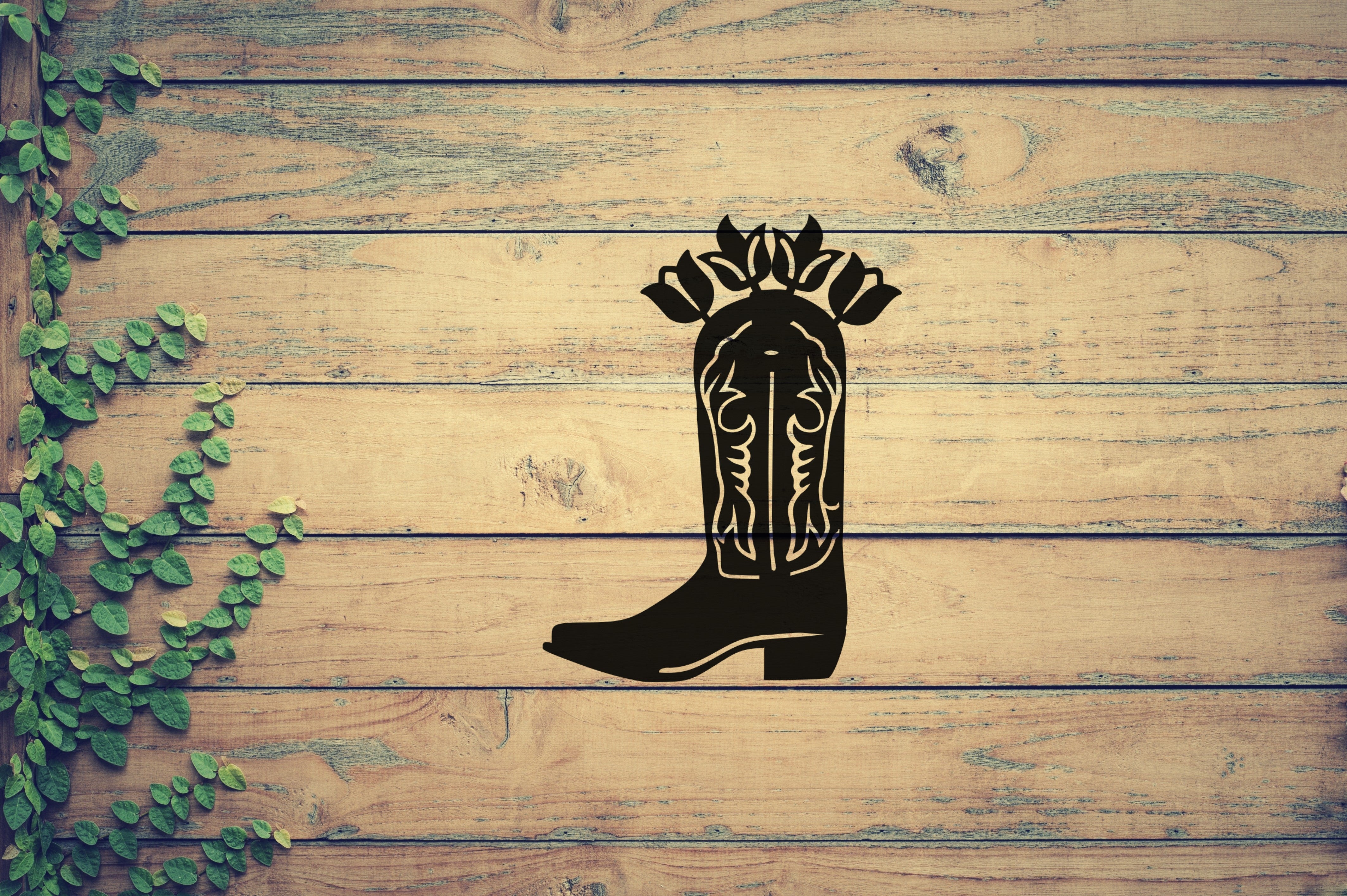 Cowboy Boot with Flowers