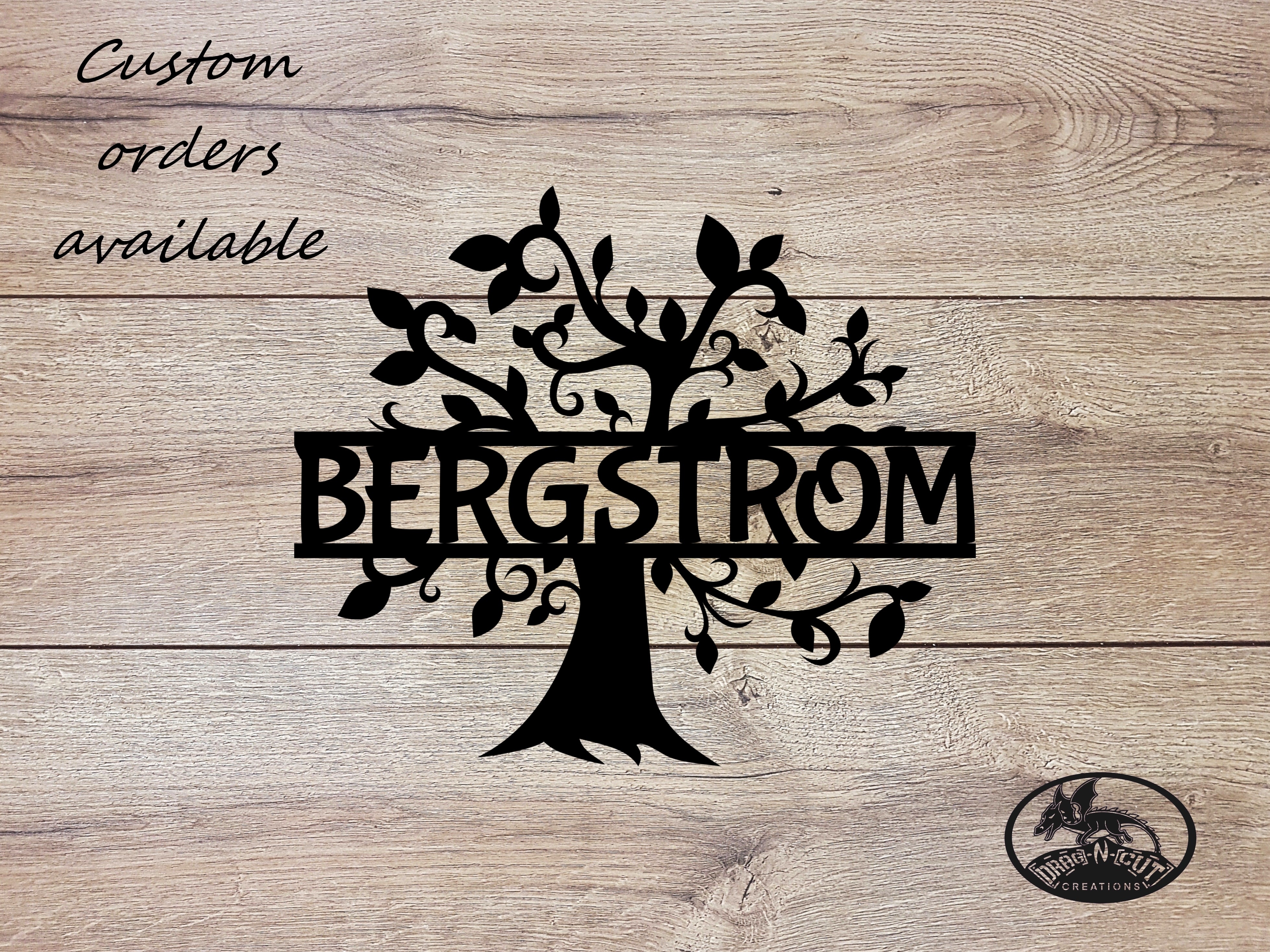 Personalized Custom Family Tree, Monogram Last Name, Address sign Metal Wall Art