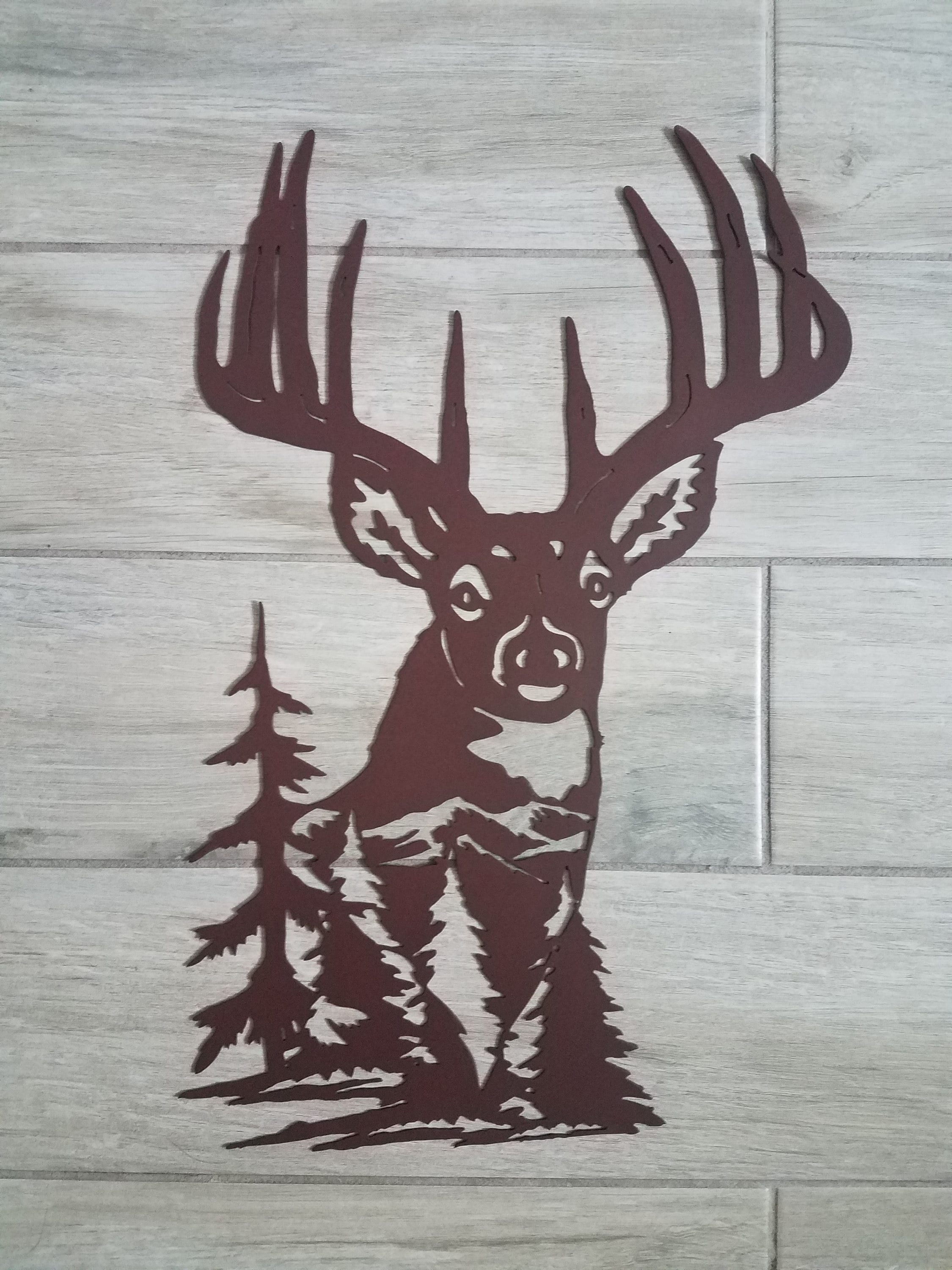 Metal Wall Art, Buck in Trees, Hunting, Steel Home Décor Sign