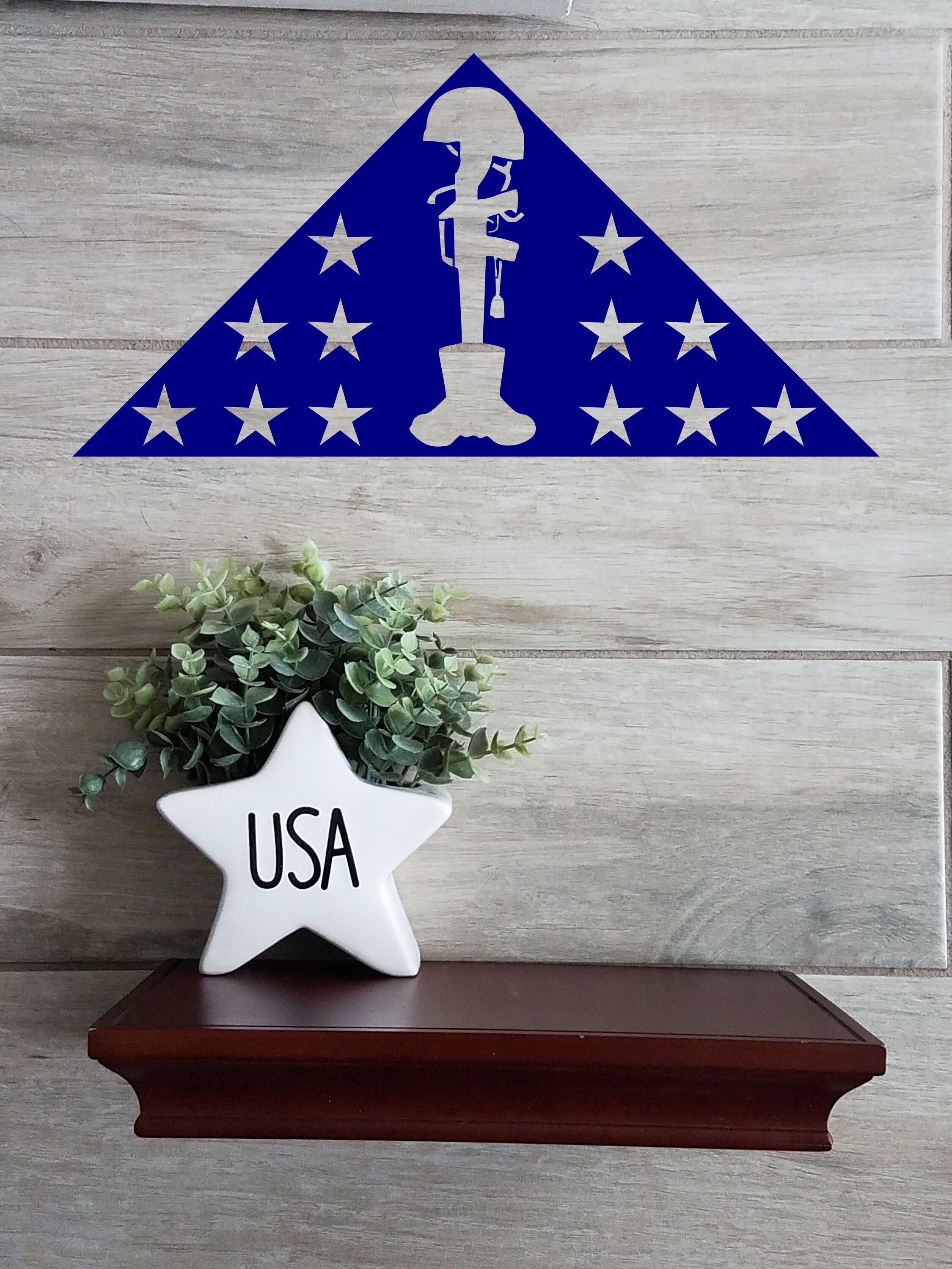 Steel Military's Cross in Flag 12 stars Tribute Memorial Remembrance Honor American Hero Décor Sign