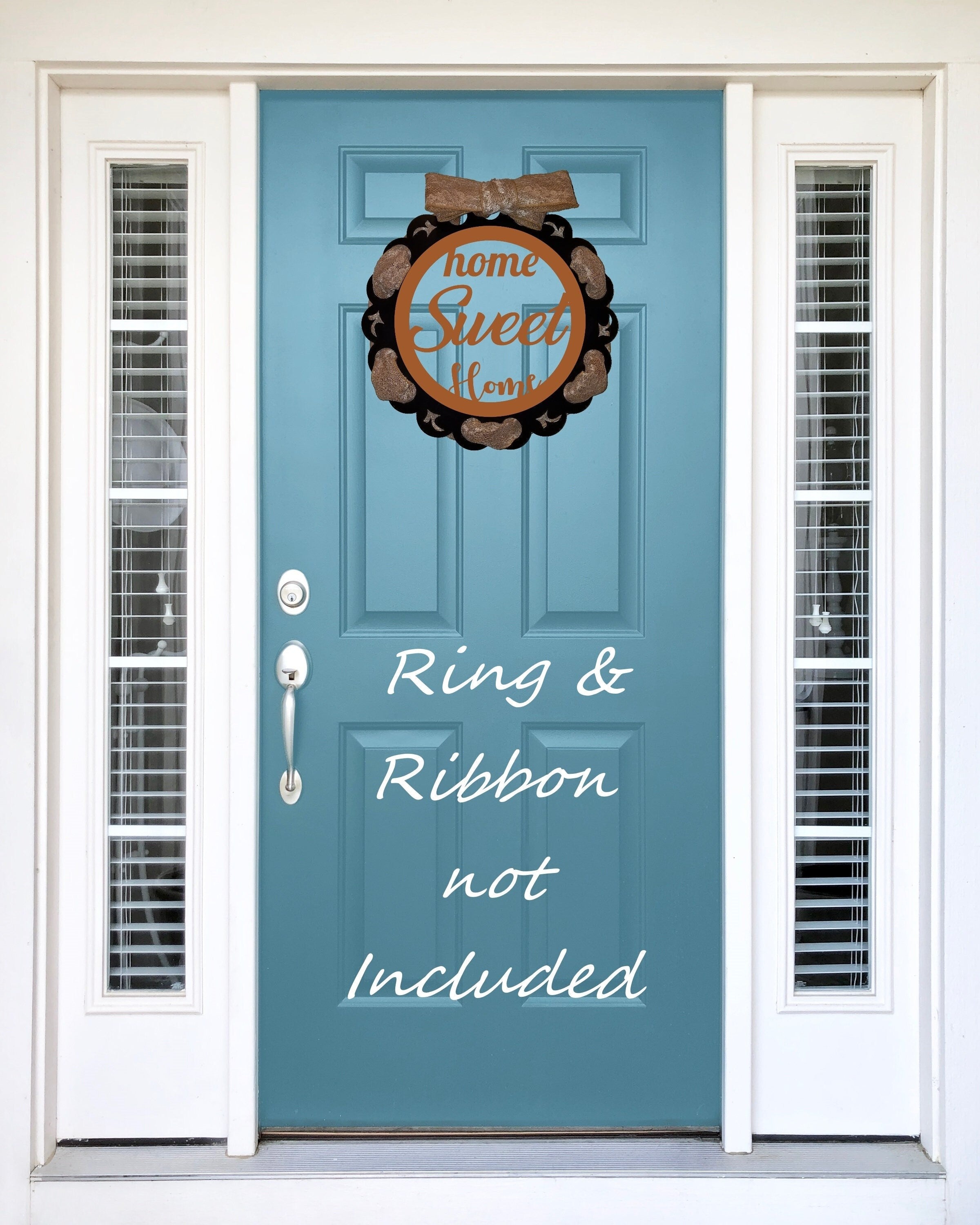 Home Sweet Home 18" Interchangeable Magnetic Wreath 13" Center Ring or Solid 1 Piece Wreath Wall Door Hanging [Home Décor