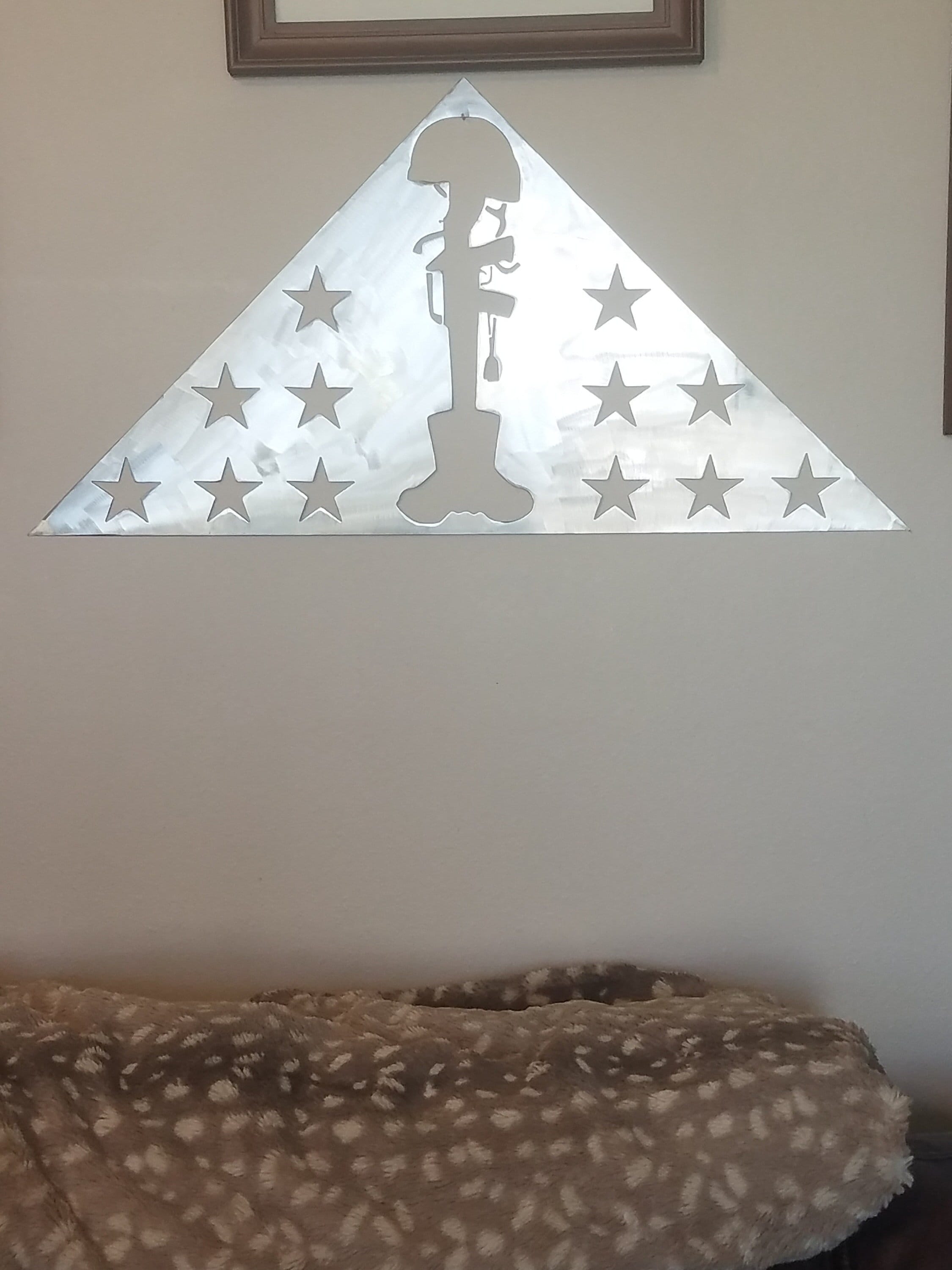 Steel Military's Cross in Flag 12 stars Tribute Memorial Remembrance Honor American Hero Décor Sign