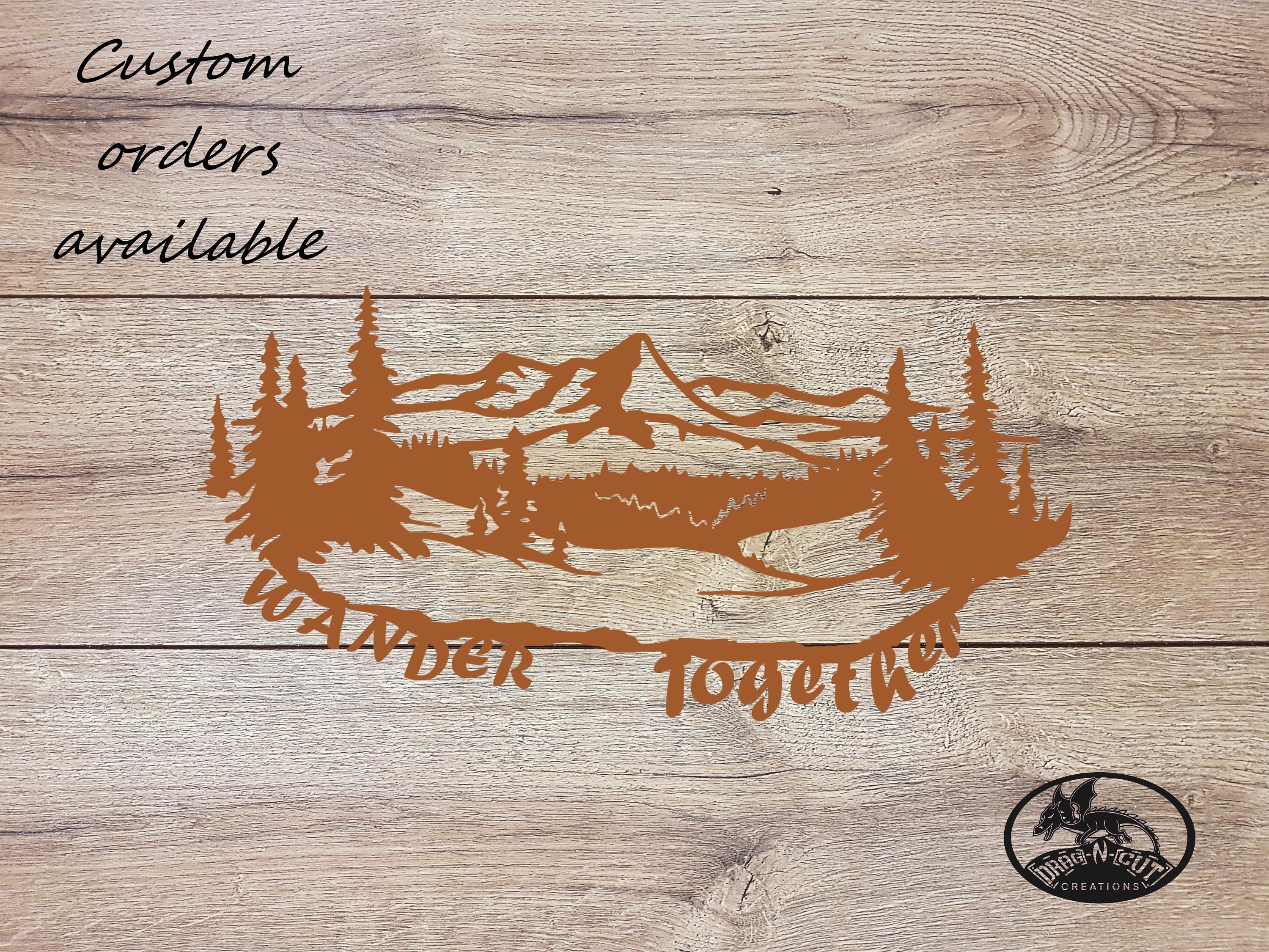 Metal Wall Art, Wander Together, Outdoor Mountain Tree, Camping Exploring, Hiking Outdoors Sign, Summer Travel