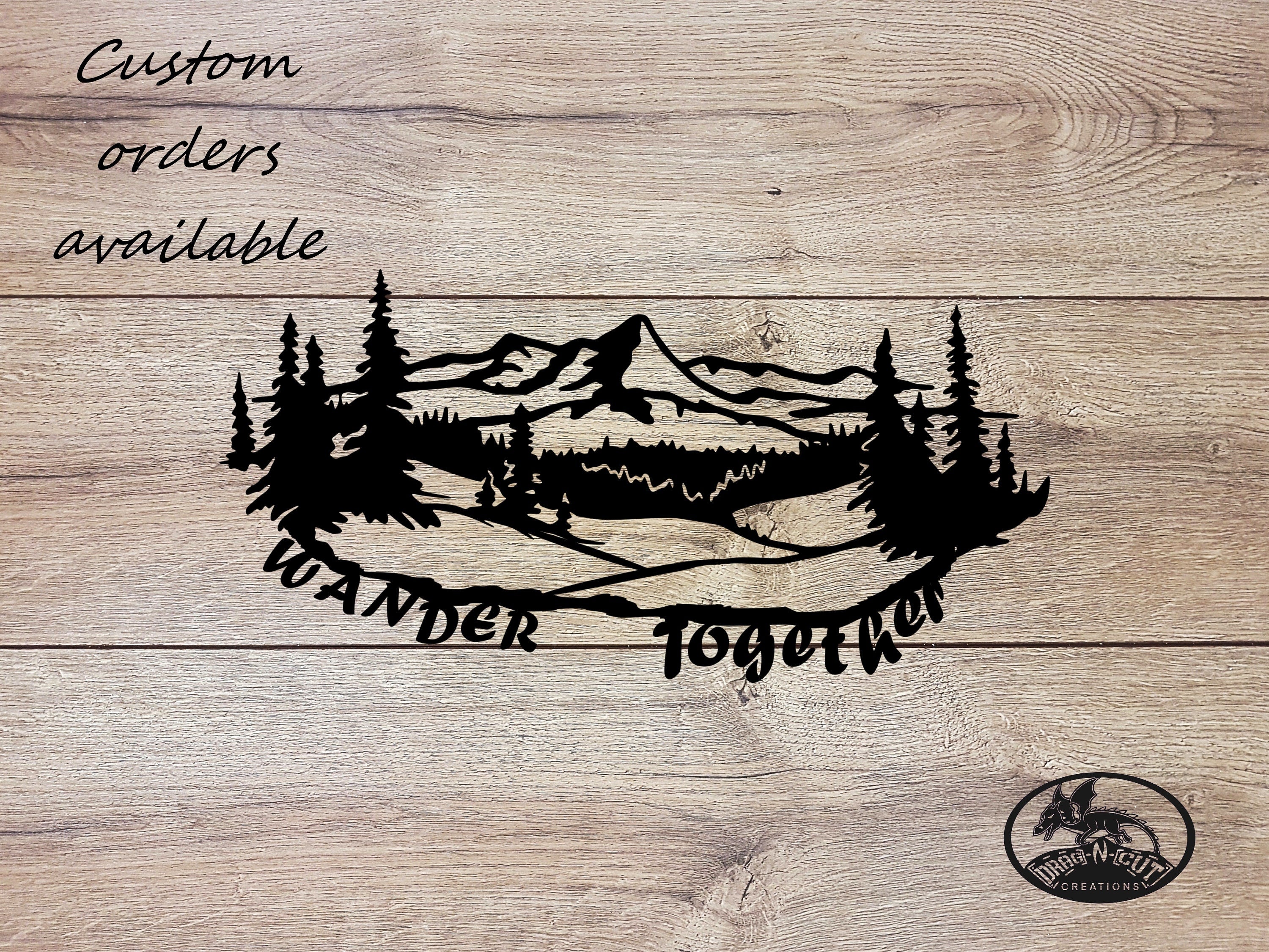 Metal Wall Art, Wander Together, Outdoor Mountain Tree, Camping Exploring, Hiking Outdoors Sign, Summer Travel