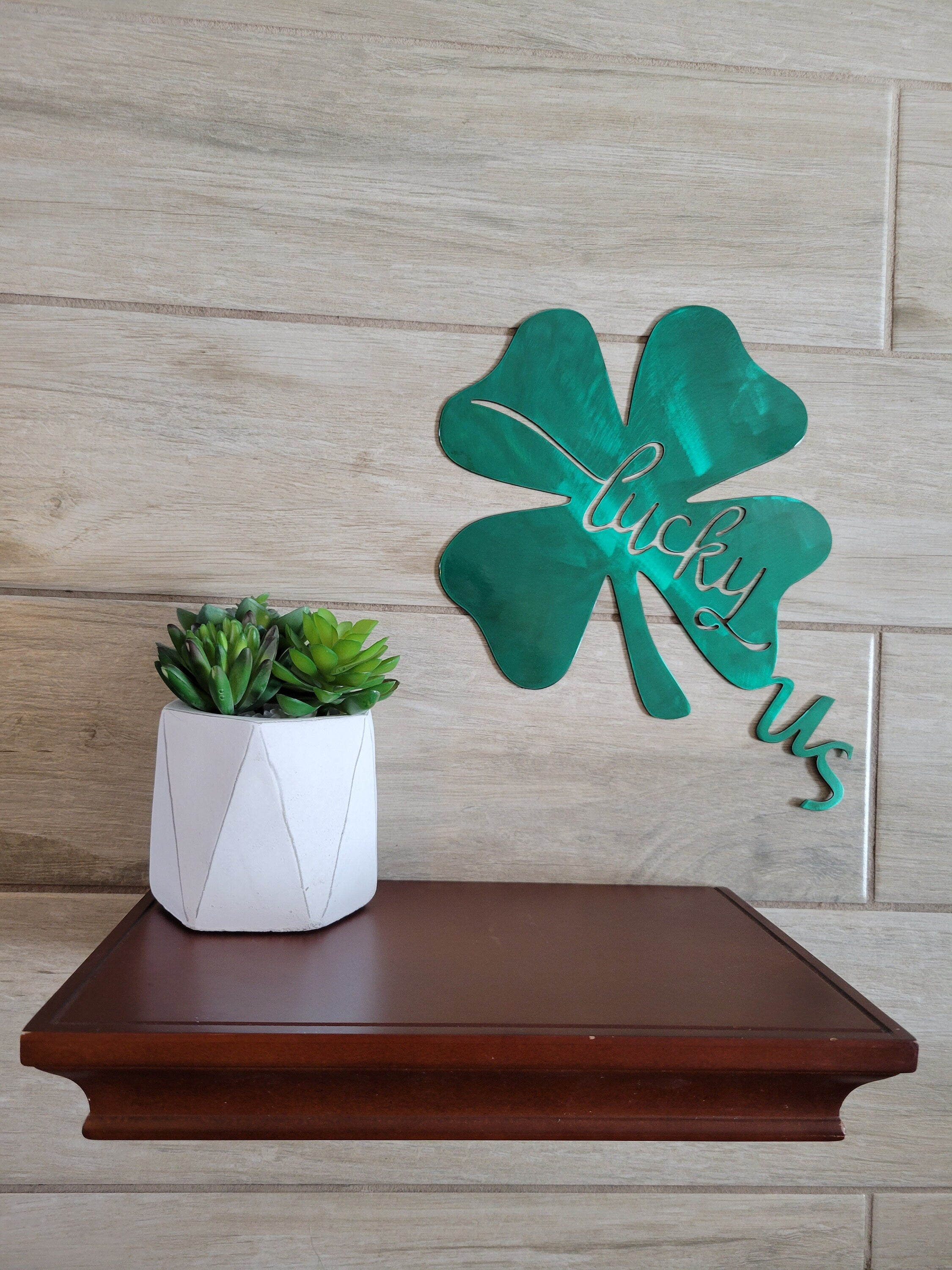Metal Wall Art St Patrick's Day Green Four Leaf Clover Lucky US Shamrock Home Décor Luck Irish Unique Gift