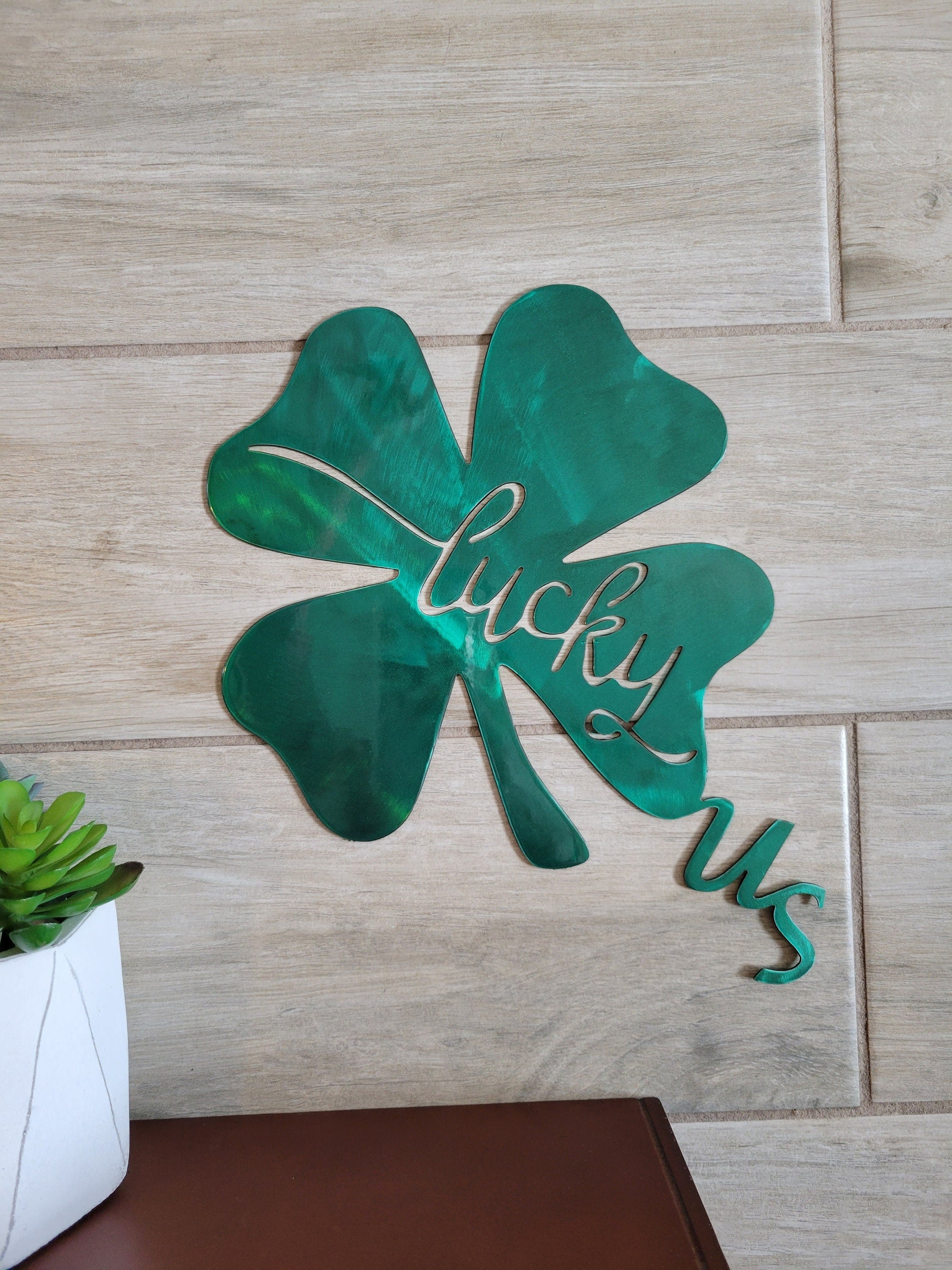 Metal Wall Art St Patrick's Day Green Four Leaf Clover Lucky US Shamrock Home Décor Luck Irish Unique Gift