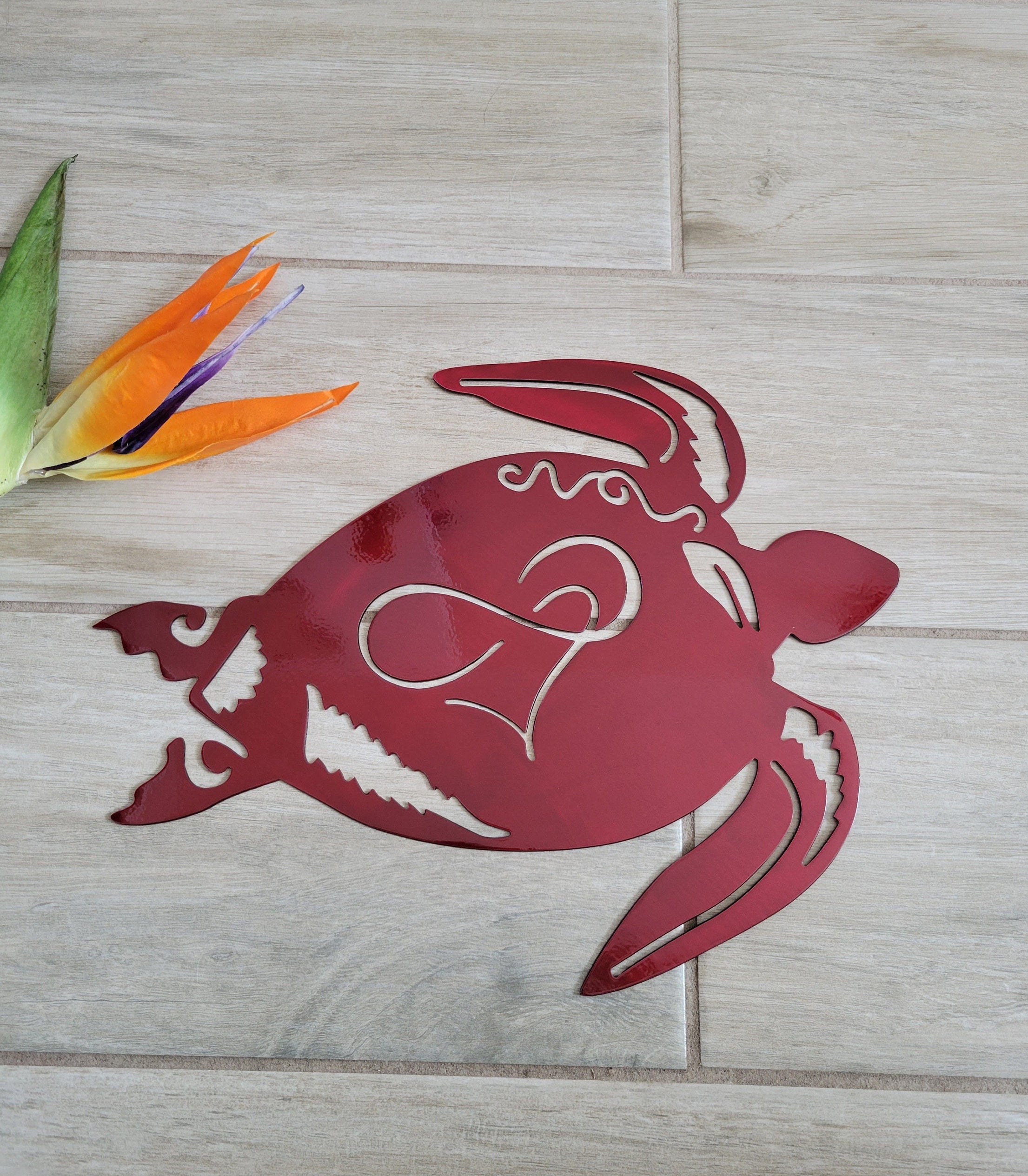 Custom personalized Infinity Love Heart Tribal Honu Island Sea Turtle Metal Wall Art Home Décor Valentines Day