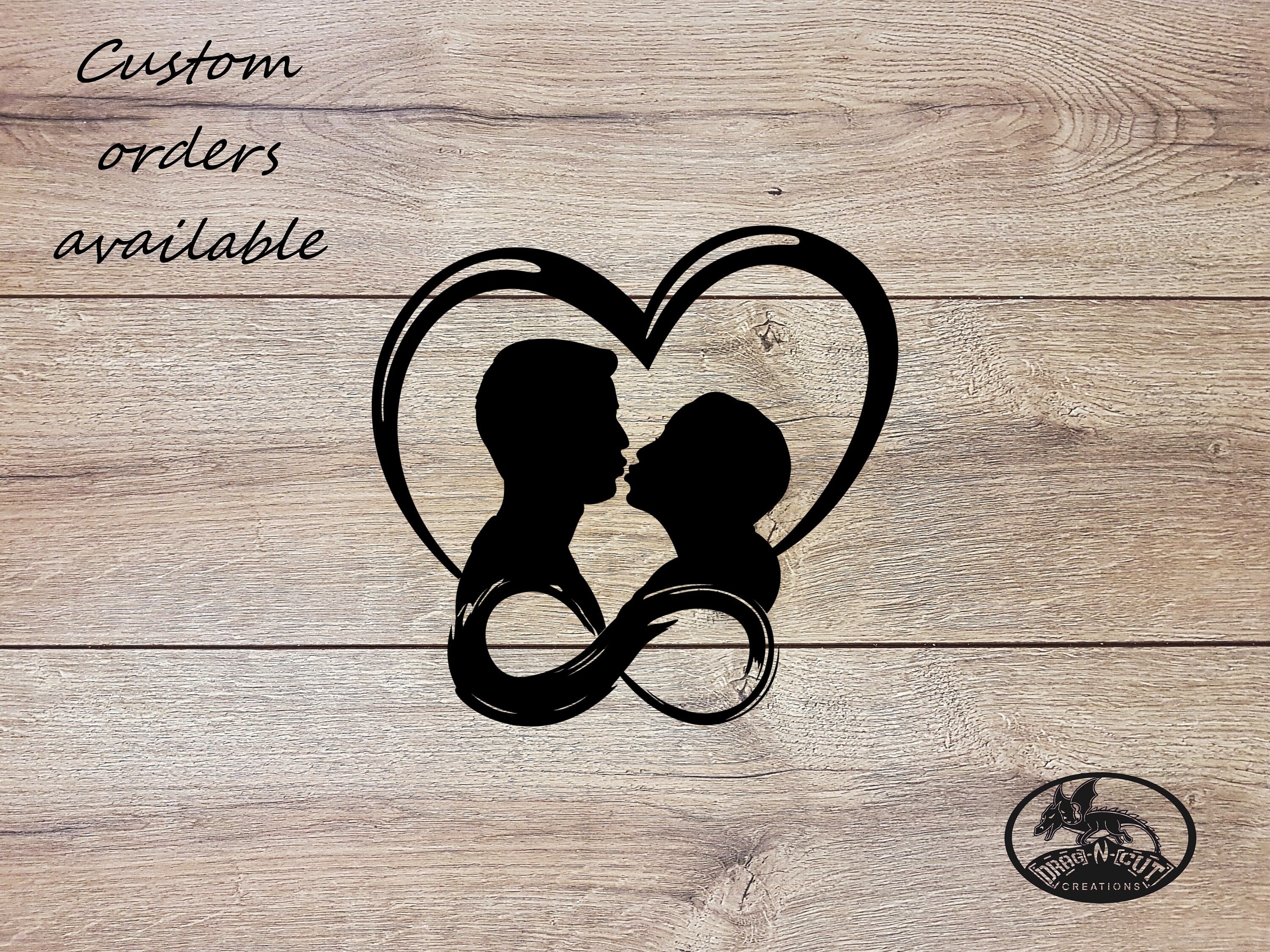Metal Wall Art, Kissing in Heart, Man Woman Couple, Wedding, Engagement, 11th Anniversary, Husband, Wife