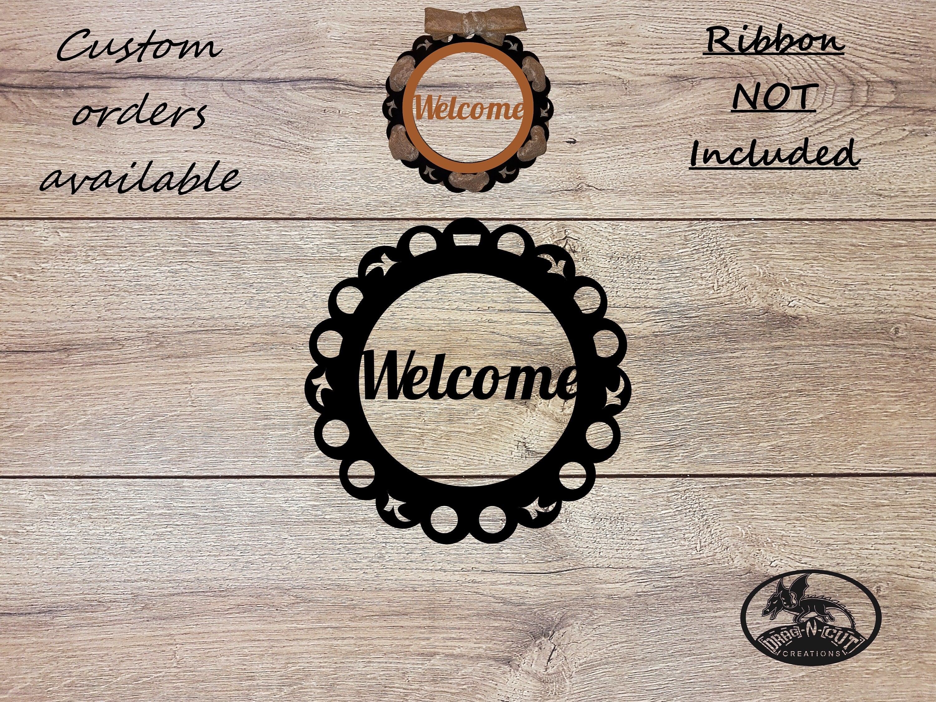Welcome 18" Interchangeable Magnetic Wreath 13" Center Ring or Solid 1 Piece Wreath Wall Door Hanging Home Décor