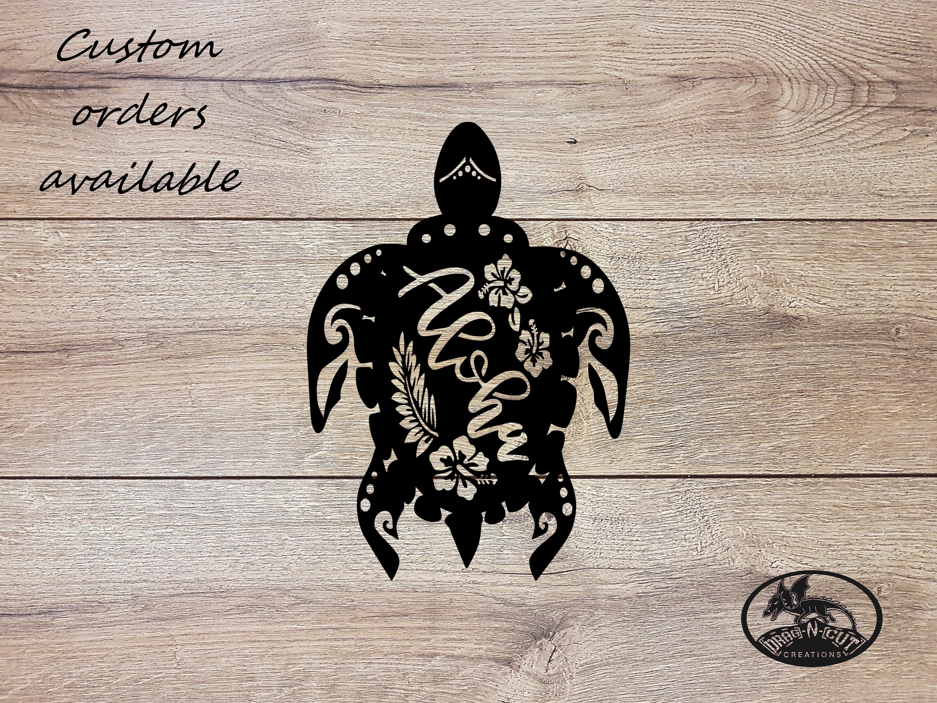 Metal Wall Art Steel Sign, Hawaiian Sea Turtle, Aloha, Honu, Hibiscus, 25th Silver 11th Anniversary gift, Summer Travel