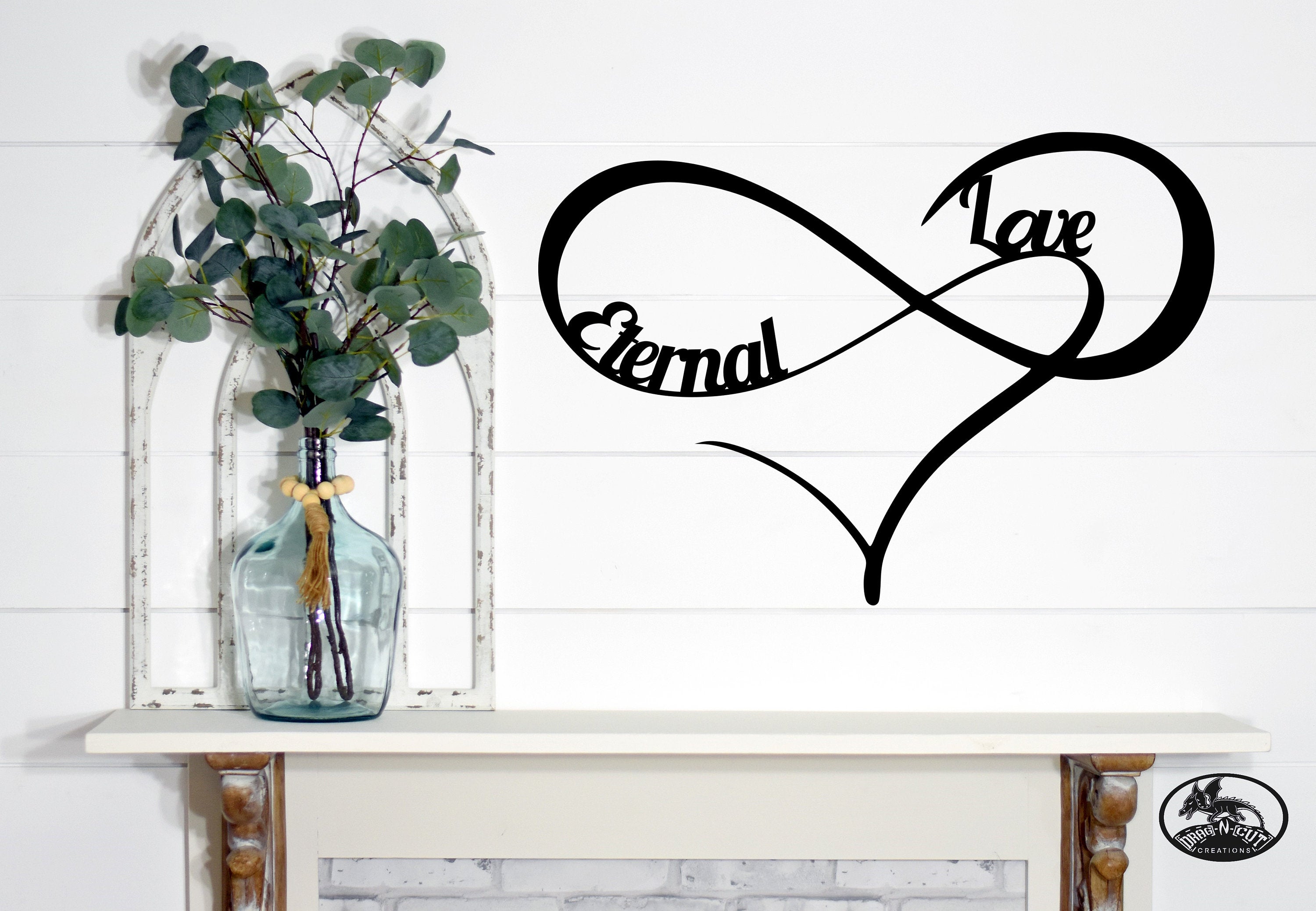 Metal Wall Art Sign Love Infinity, Heart Metal Infinity Symbol, Handcrafted Décor, Wedding, Anniversary