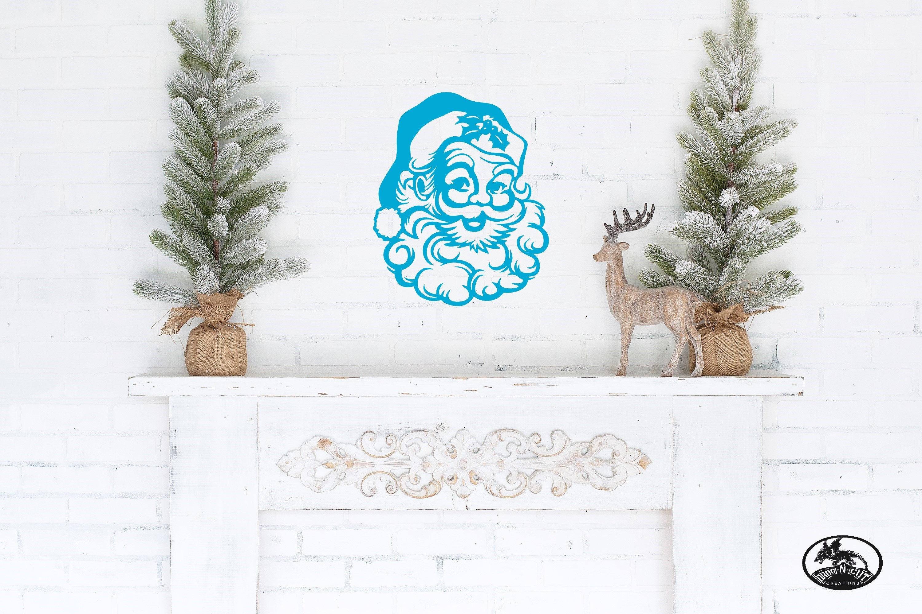 Vintage Christmas Santa Clause, St Nick, Metal Wall Art Hanging Décor Decoration Sign