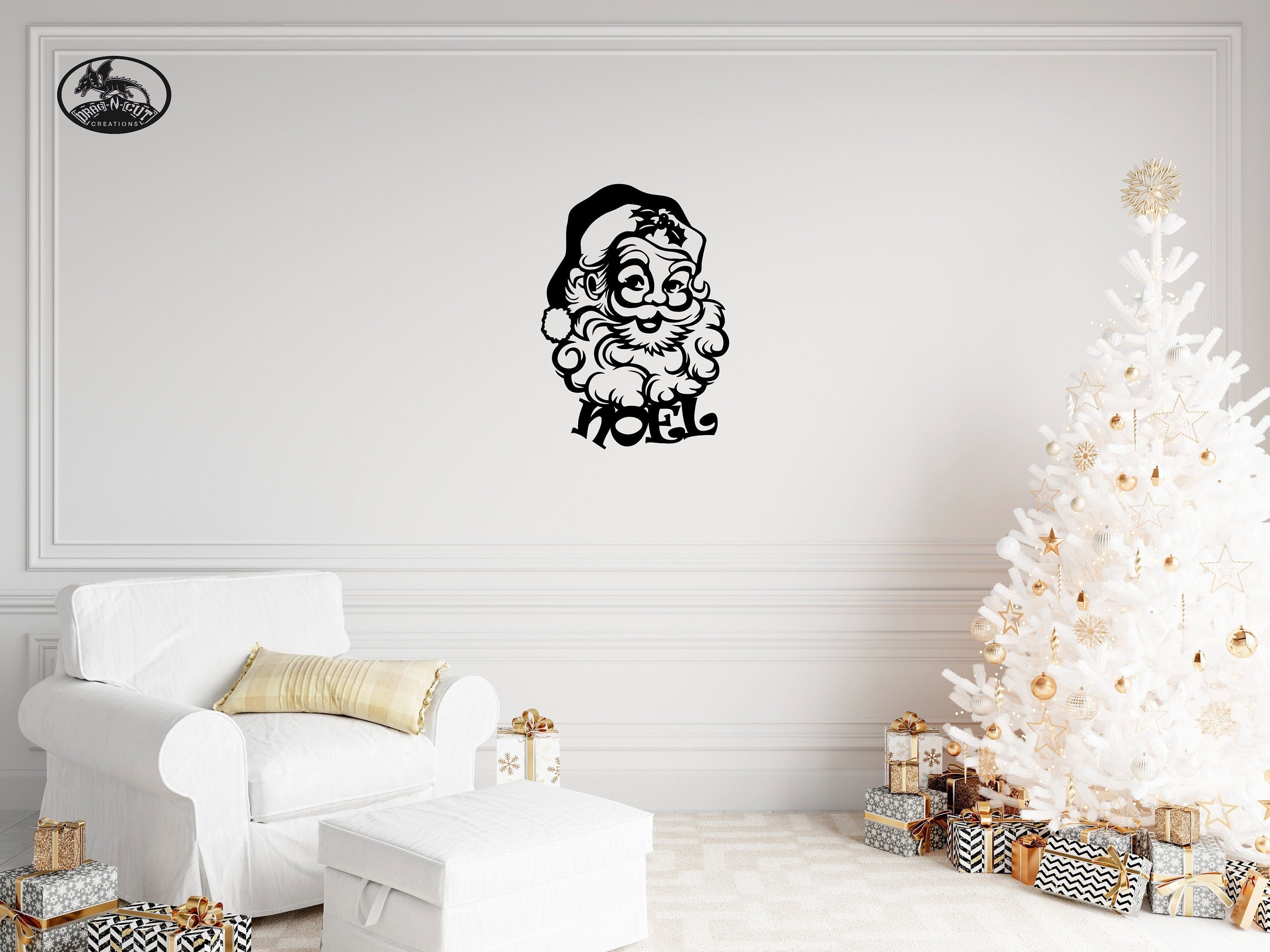 Vintage Christmas Santa Clause, St Nick, Noel, Metal Wall Art Hanging Décor Decoration Sign