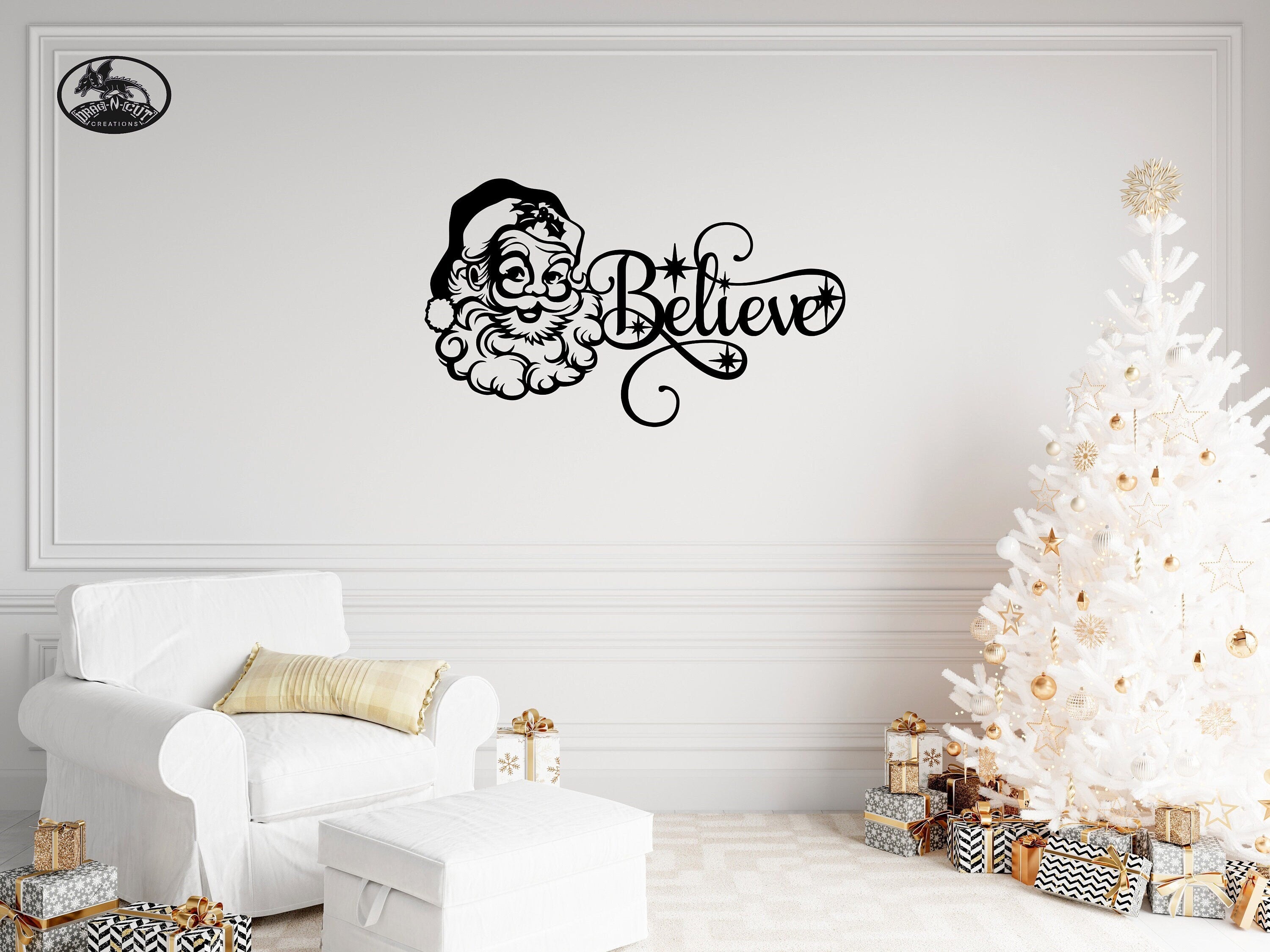 Vintage Christmas Santa Clause, St Nick Believe Metal Wall Art Décor Sign