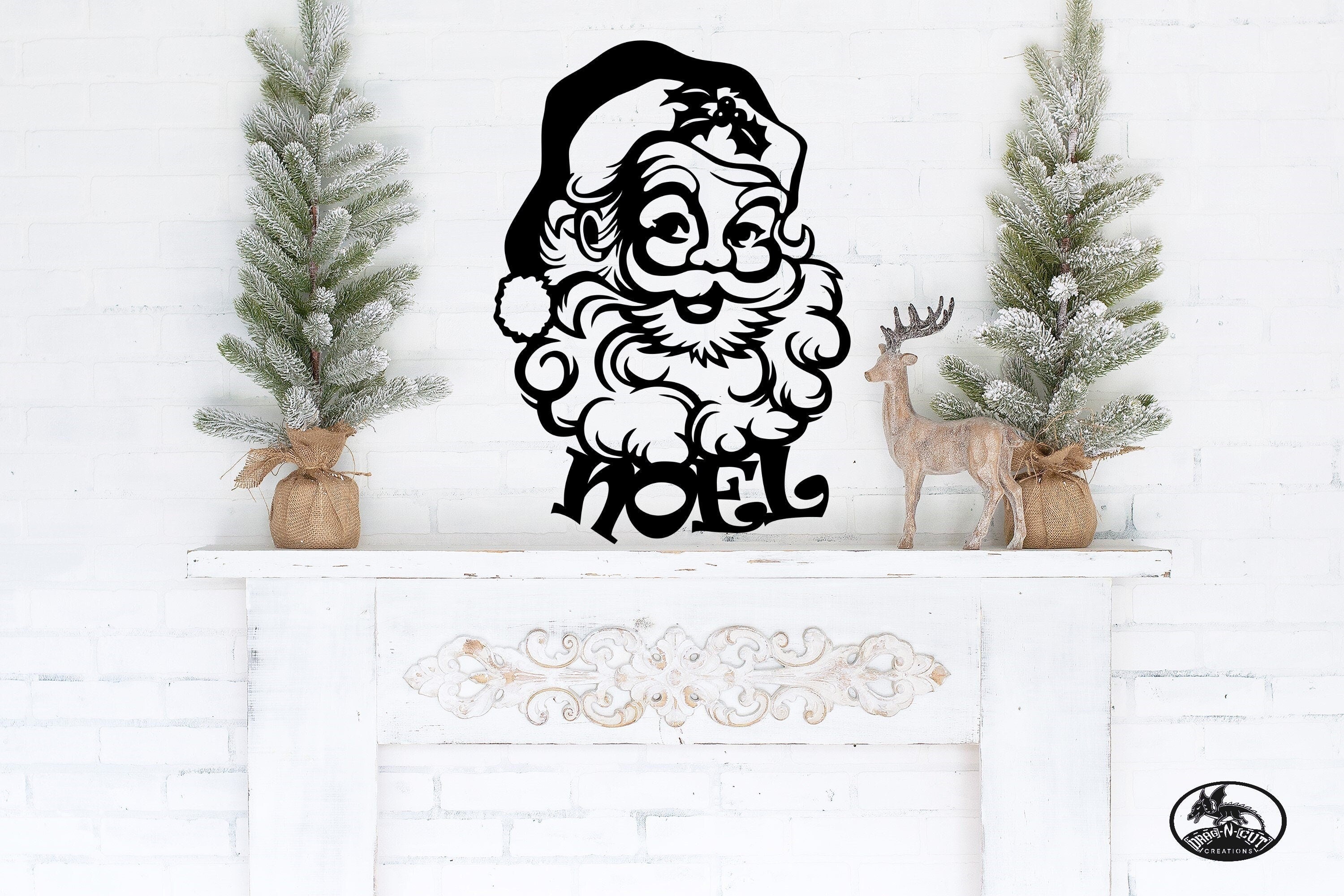 Vintage Christmas Santa Clause, St Nick, Noel, Metal Wall Art Hanging Décor Decoration Sign