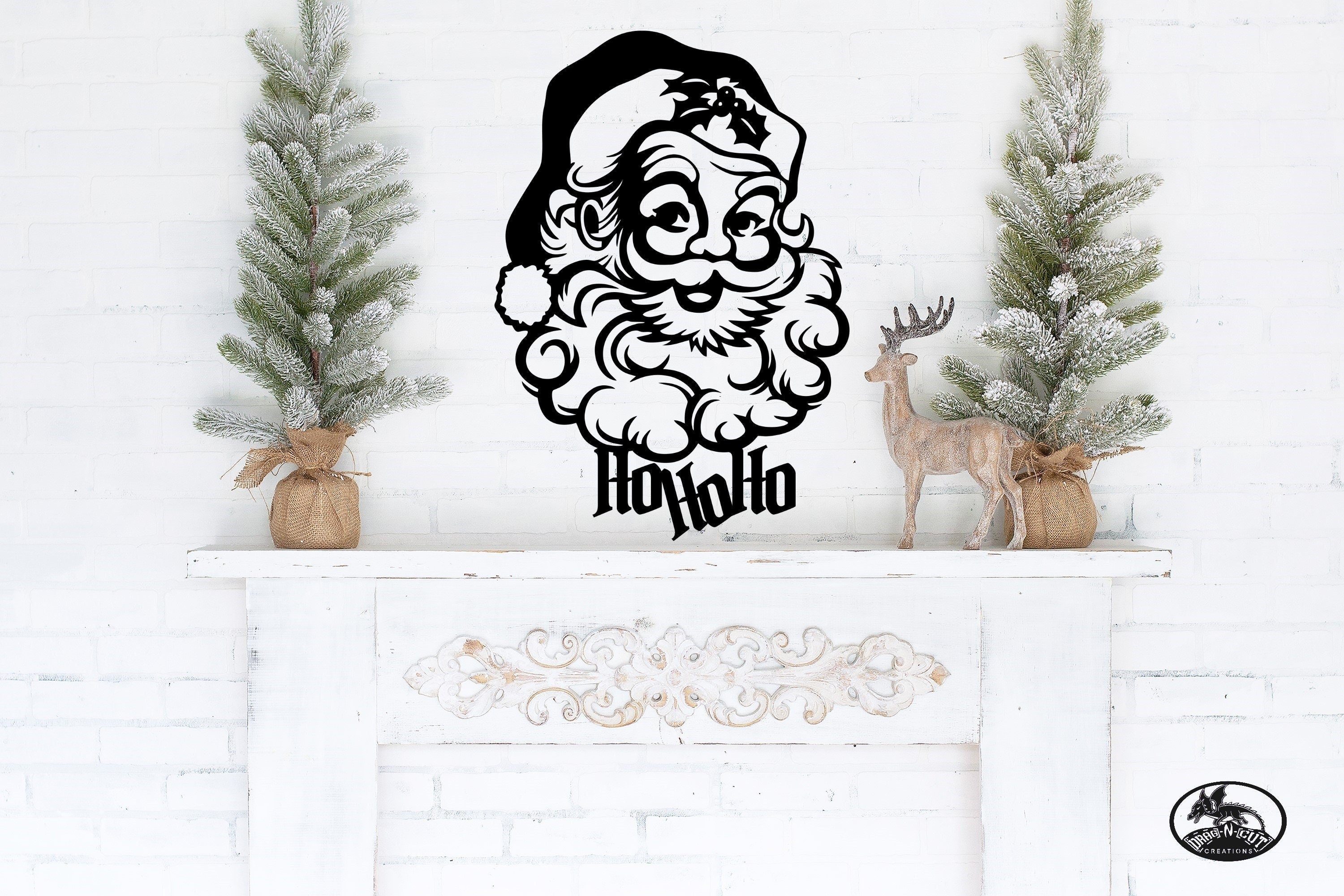 Vintage Ho ho ho, Christmas Santa Clause, St Nick, Metal Wall Art Hanging Décor Decoration Sign