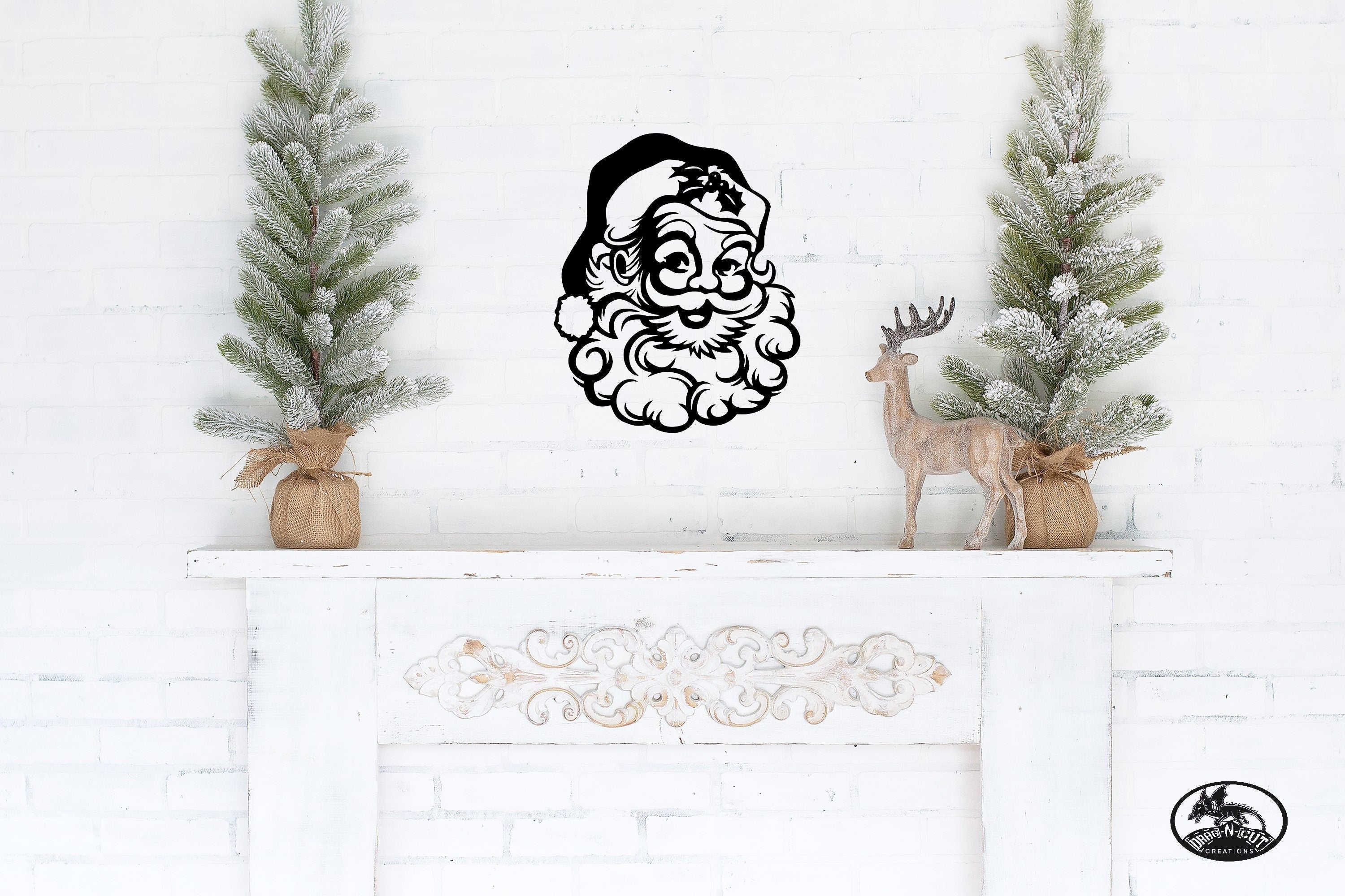 Vintage Christmas Santa Clause, St Nick, Metal Wall Art Hanging Décor Decoration Sign