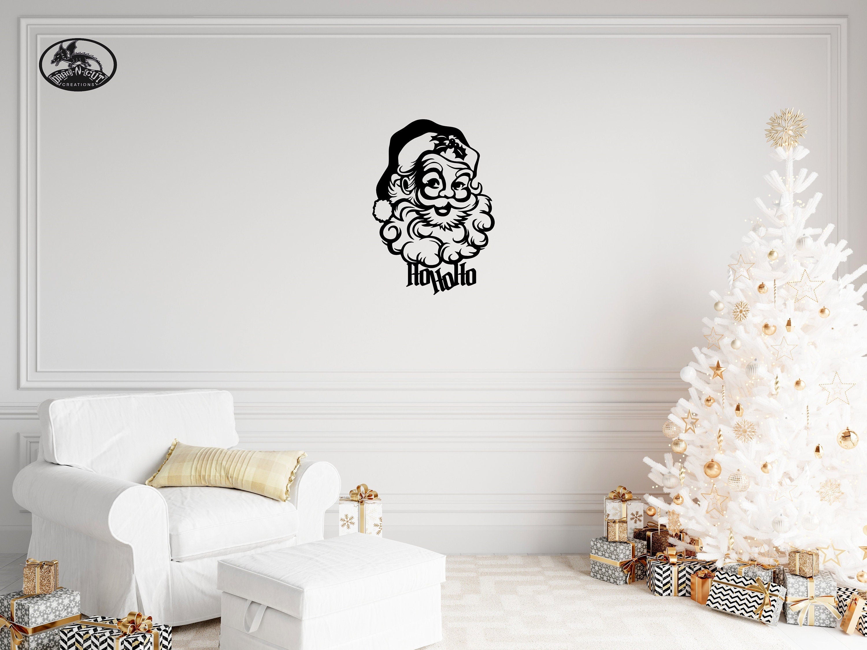 Vintage Ho ho ho, Christmas Santa Clause, St Nick, Metal Wall Art Hanging Décor Decoration Sign