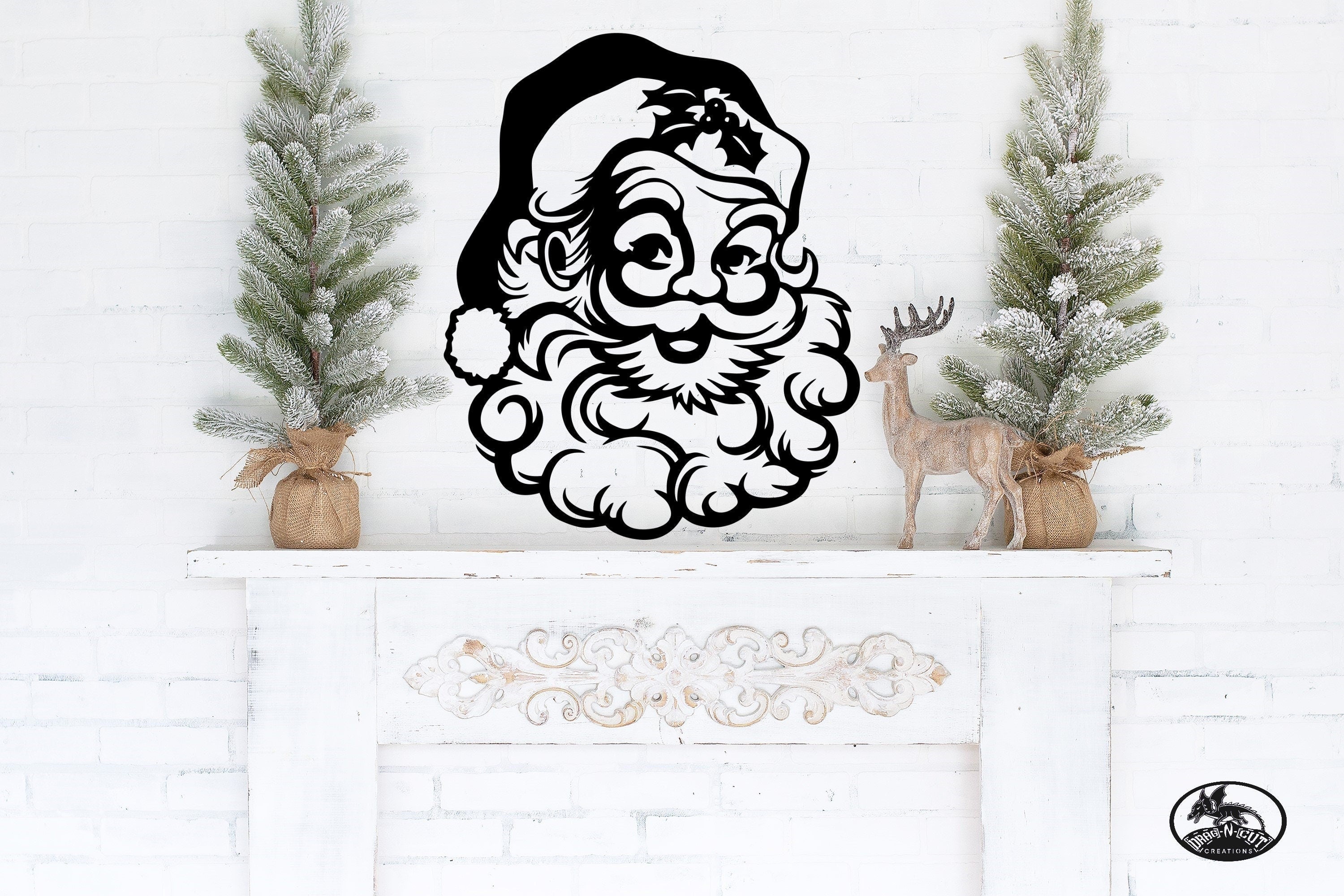 Vintage Christmas Santa Clause, St Nick, Metal Wall Art Hanging Décor Decoration Sign