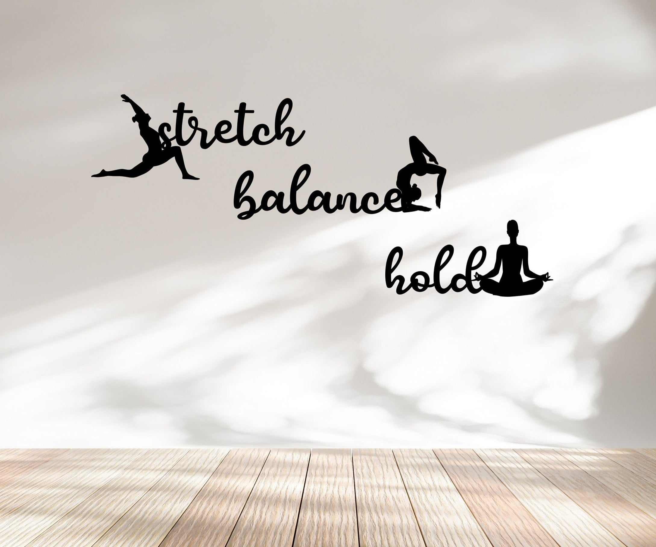 Metal Wall Art Yoga Dance Pilates Studio Décor Script Words Poses Hanging Steel Sign Set Stretch Balance Hold