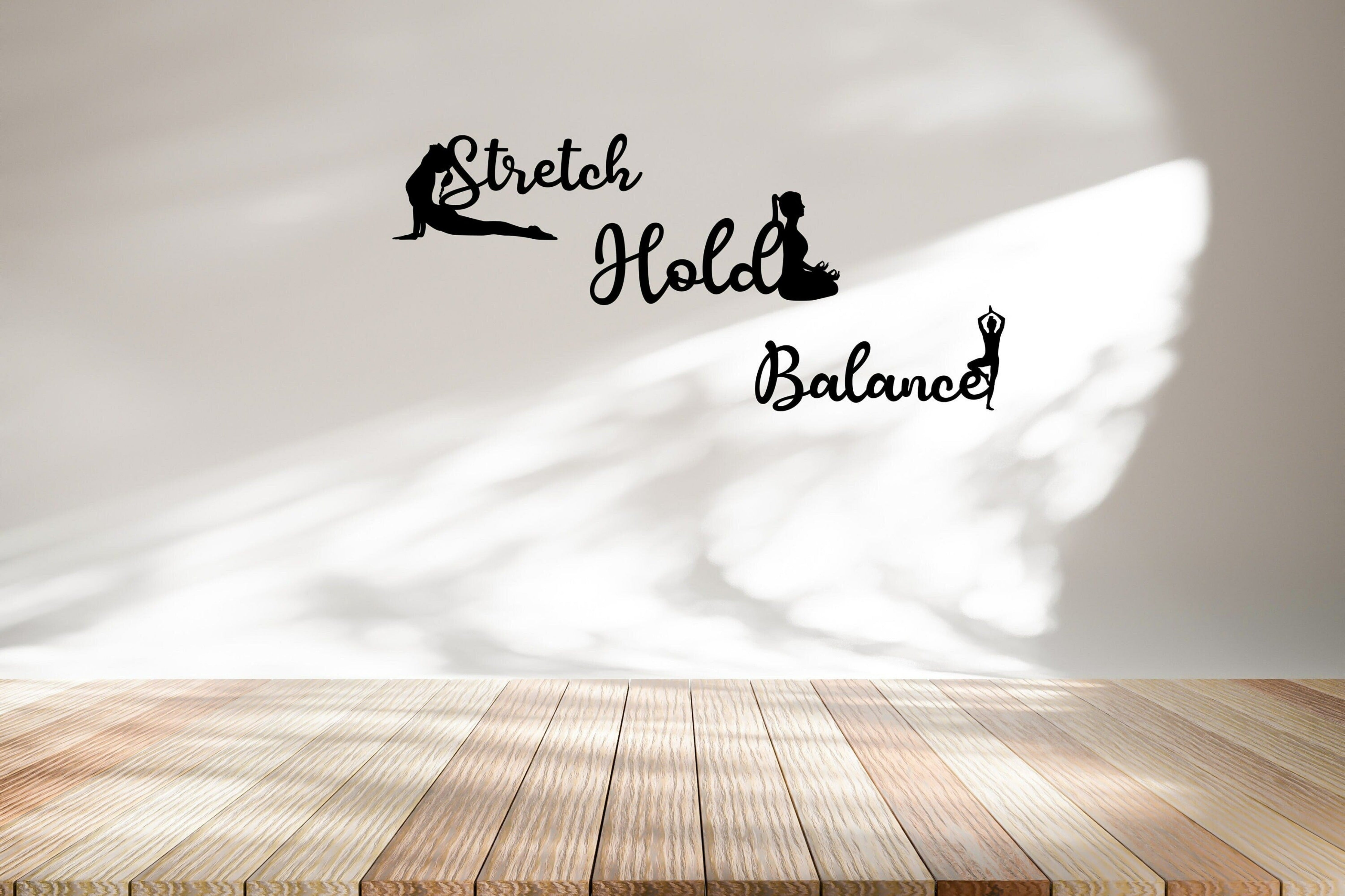Metal Wall Art Yoga Dance Pilates Studio Décor Script Words Poses Hanging Steel Sign Set Stretch Balance Hold